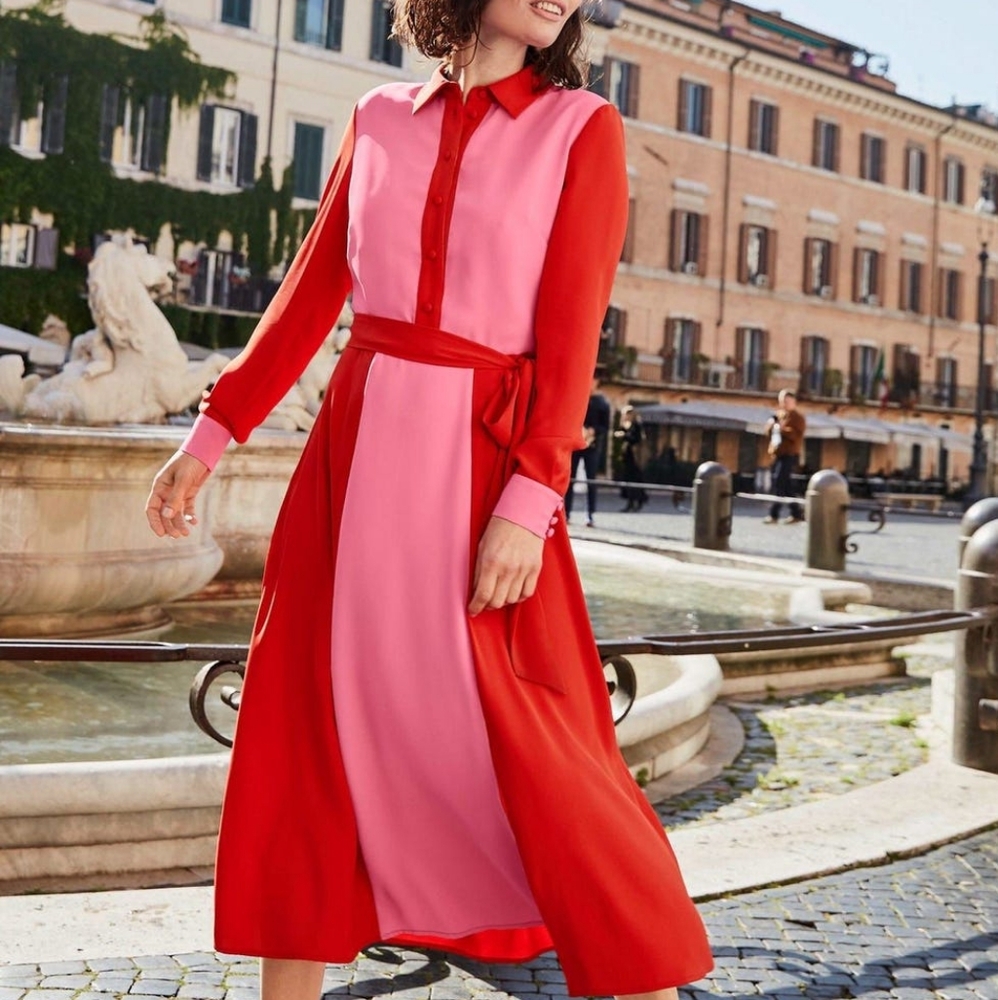 Boden Long Sleeve A-Line Midi Shirt Dress
